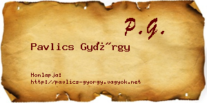 Pavlics György névjegykártya